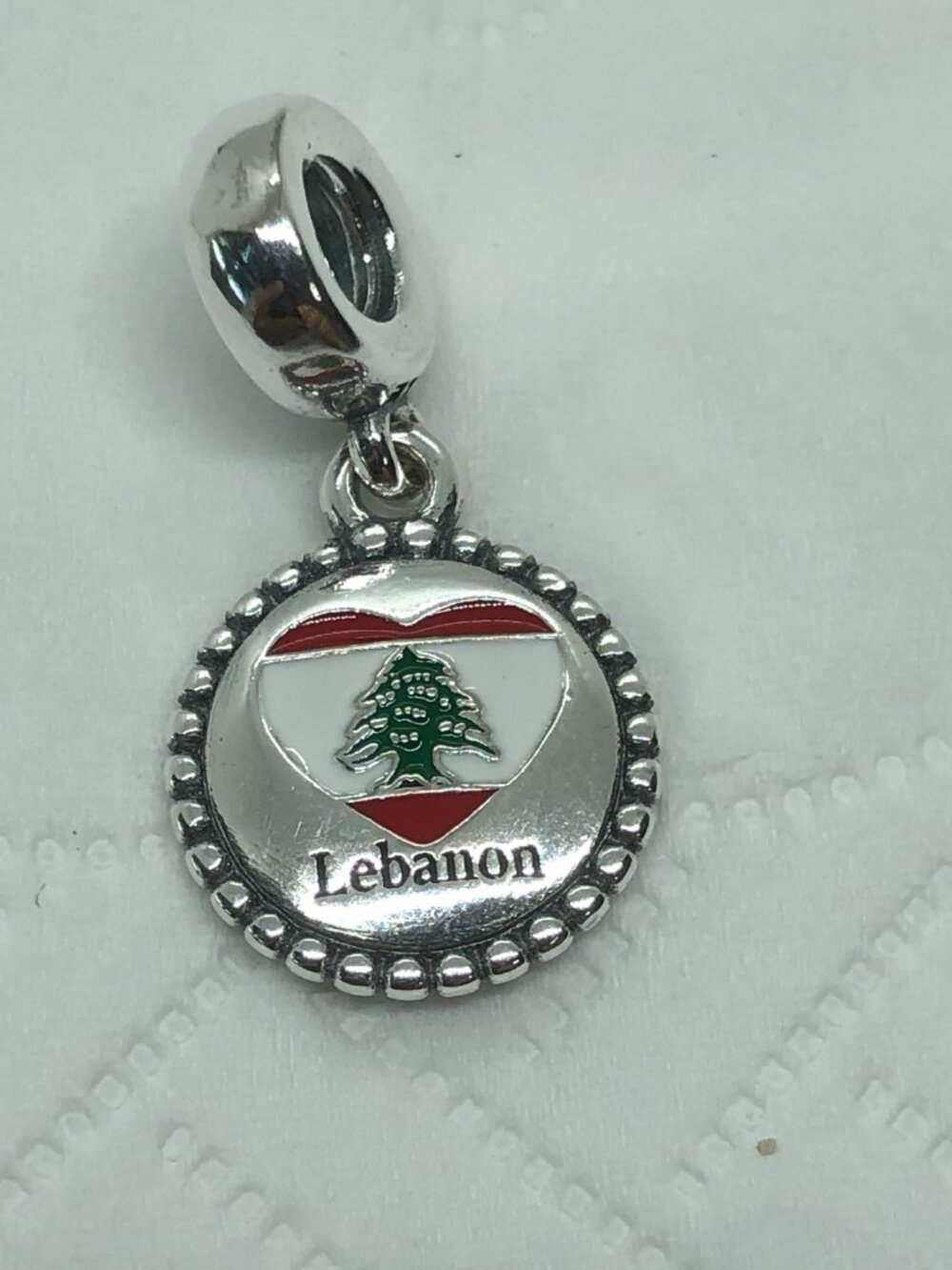 ✨ ✨Pandora Lebanon Heart Flag Dangle Charm